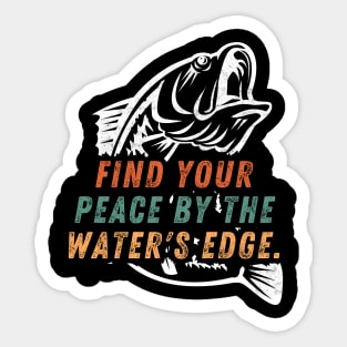 Fishing Quote Find Your Peace By The Water's Edge Vintage Sticker